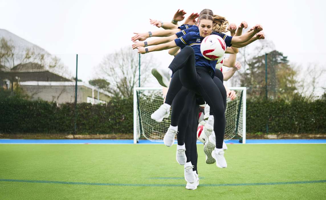 Football trick on pitch