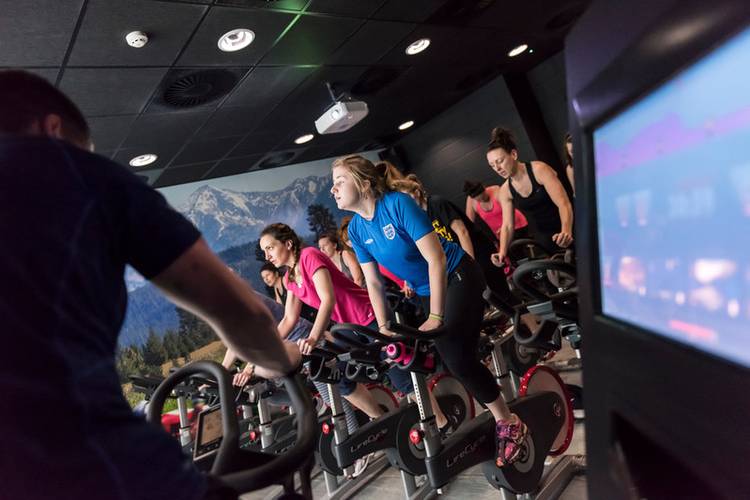 cycling studio group exercise class