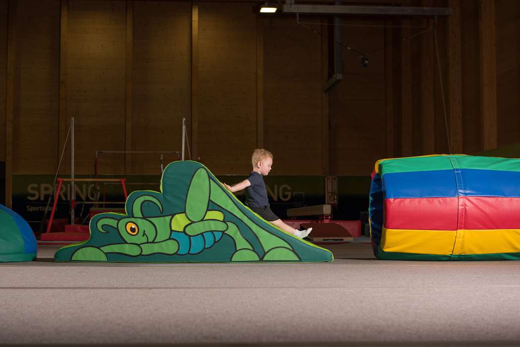 Child in spring gymnastics